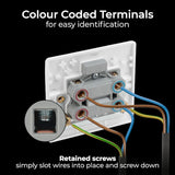 BG Nexus 800 Series White Moulded 45A Double Pole Cooker Switch