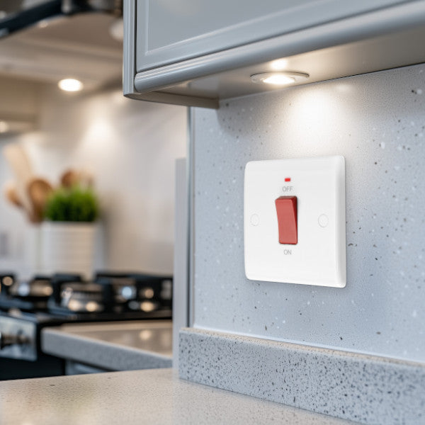 BG Nexus 800 Series White Moulded 45A Double Pole Cooker Switch