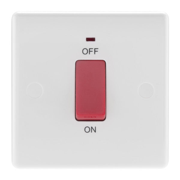 BG Nexus 800 Series White Moulded 45A Double Pole Cooker Switch