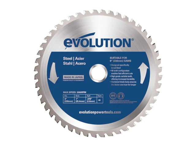 Evolution Mild Steel Cutting Circular Saw Blade 230x25.4 x 48T