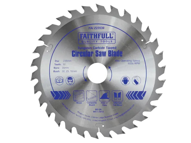 Faithfull Circular Saw Blade TCT 235mm 30T
