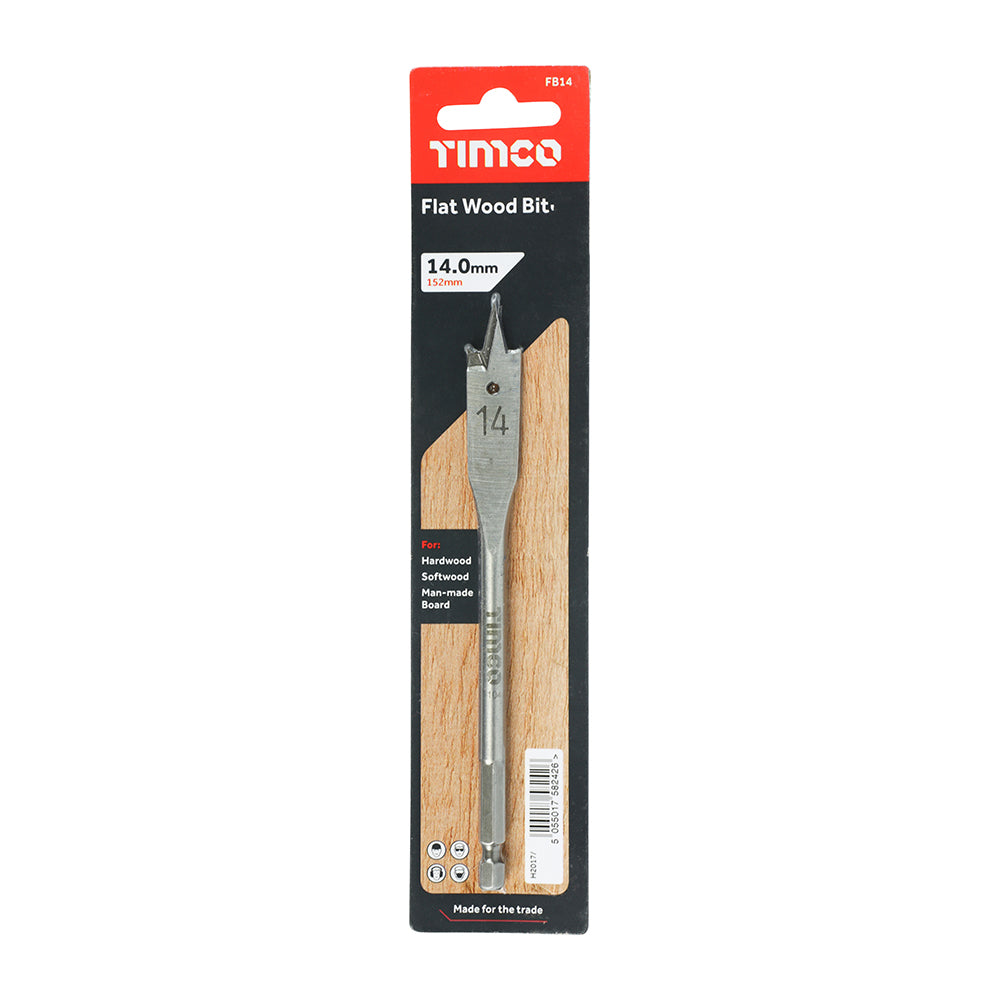 Timco Flat Wood Bits 152mm Long