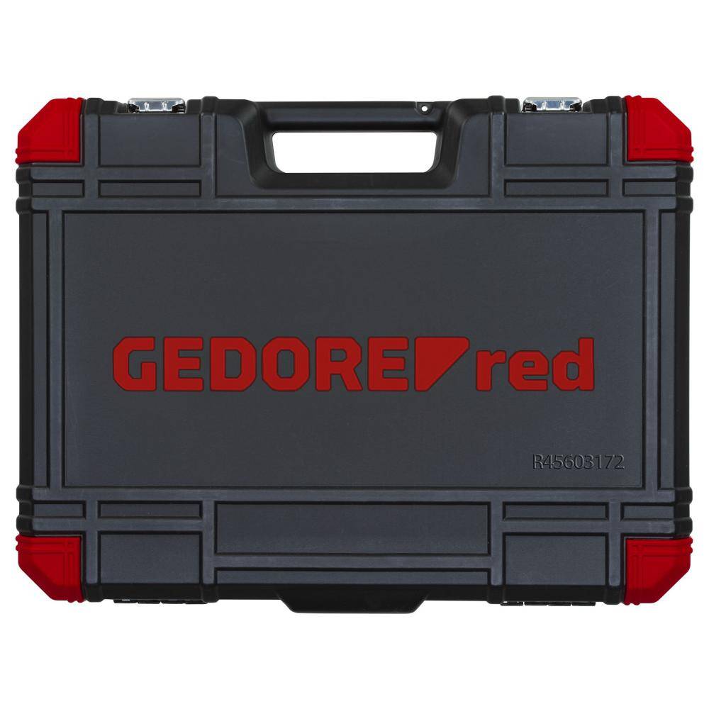 Black and red tool case with Gedore Red logo on it, as well as the part number R45603172, on a white background