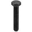 image showing a single fully threaded metric hexagon set screw in grade 8.8 DIN 933 Self Colour Steel which appears black on a white background