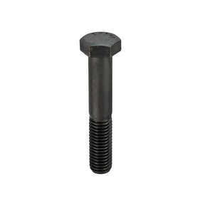 A single black hex head threaded bolt with a UNC thread shown vertically against a plain white background.