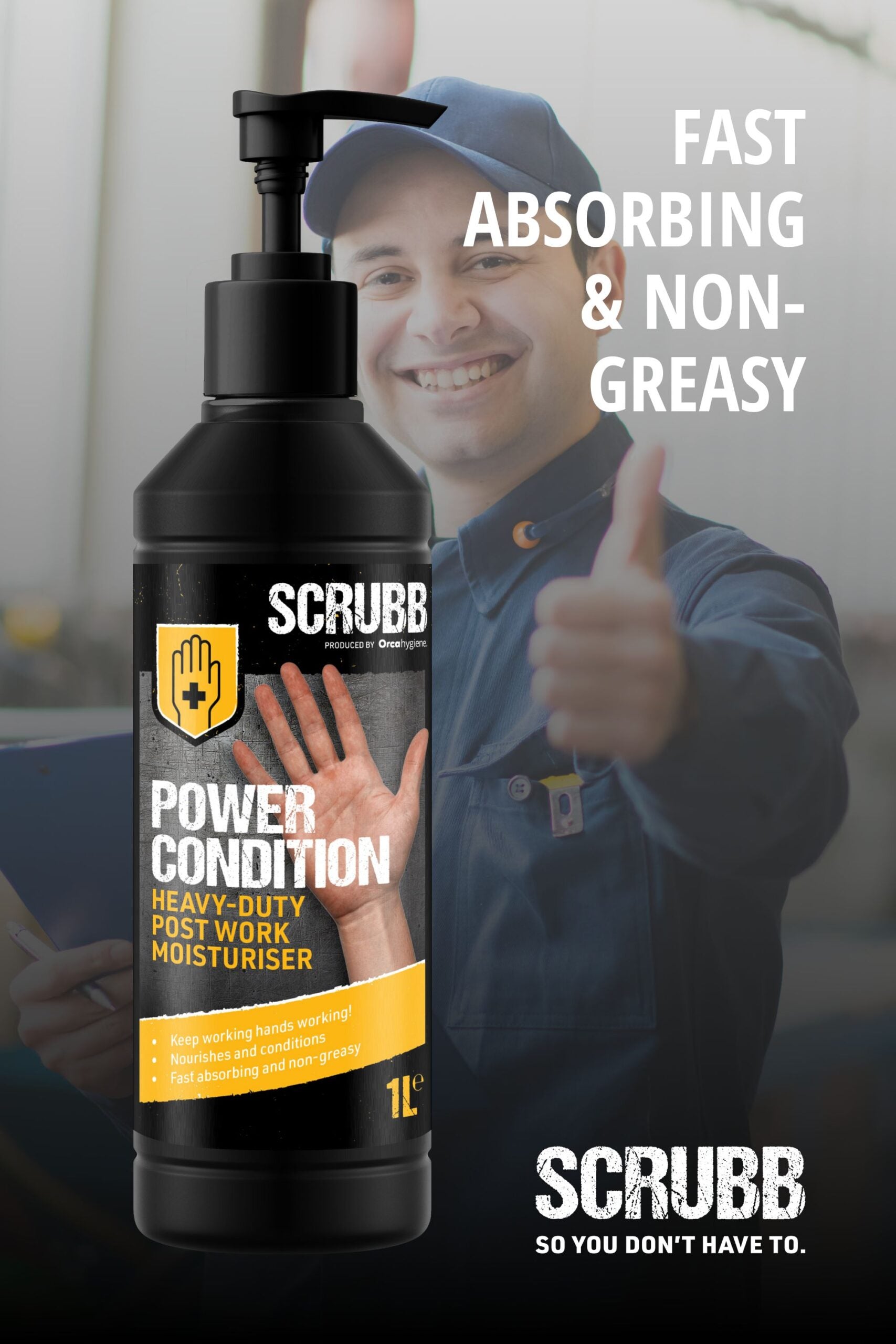SCRUBB Power Condition Hand Moisturiser H24 1 Litre Pump Bottle