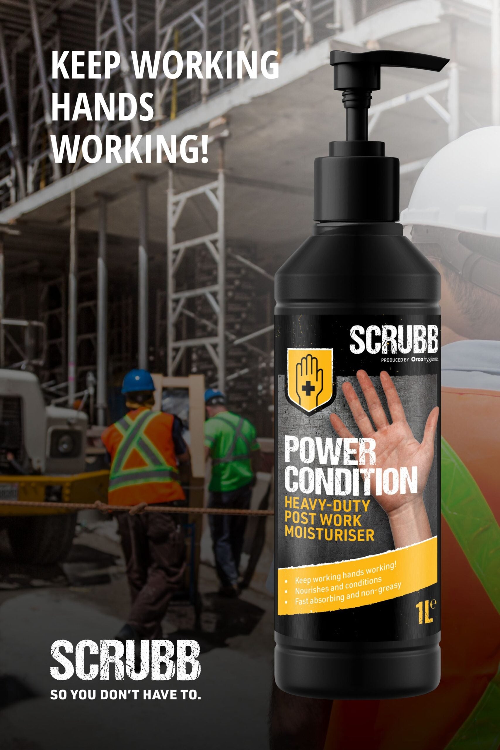 SCRUBB Power Condition Hand Moisturiser H24 1 Litre Pump Bottle