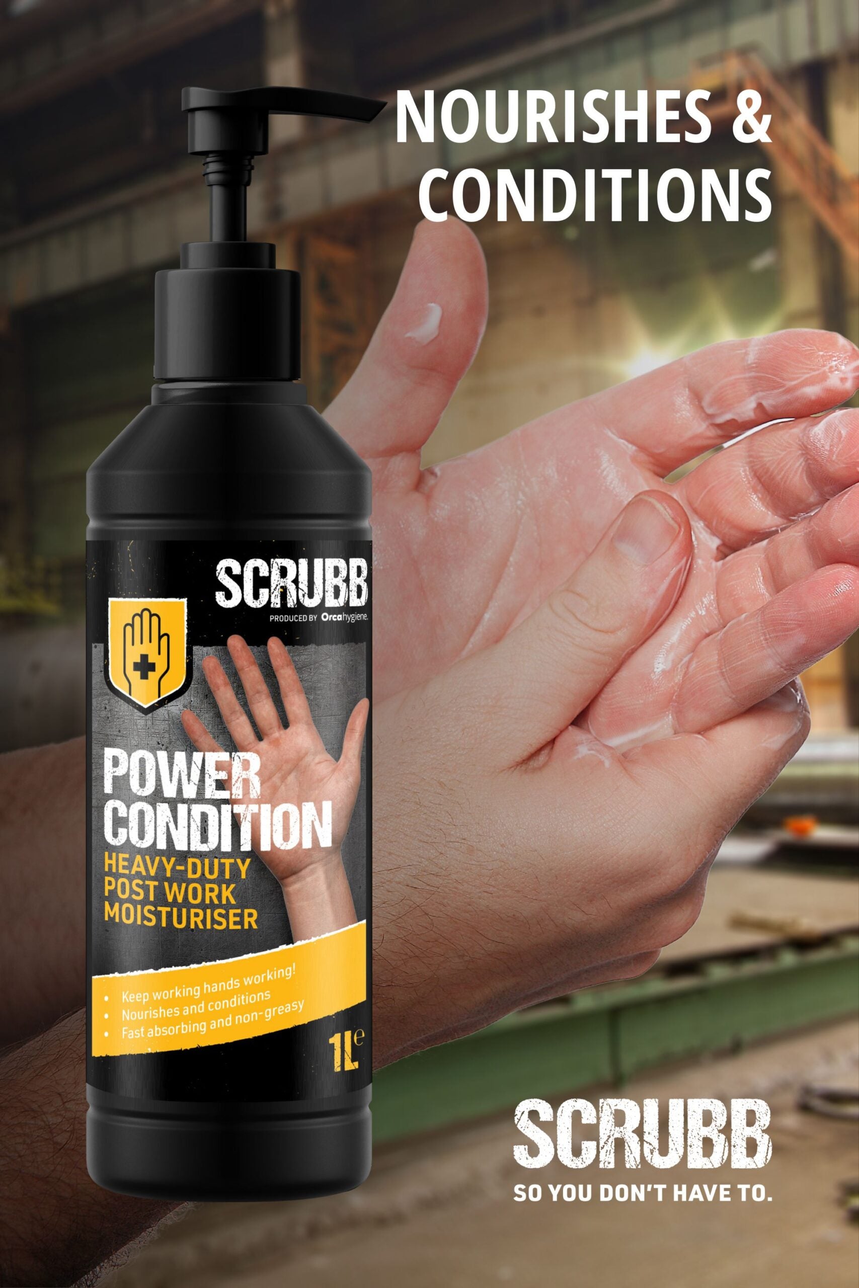 SCRUBB Power Condition Hand Moisturiser H24 1 Litre Pump Bottle