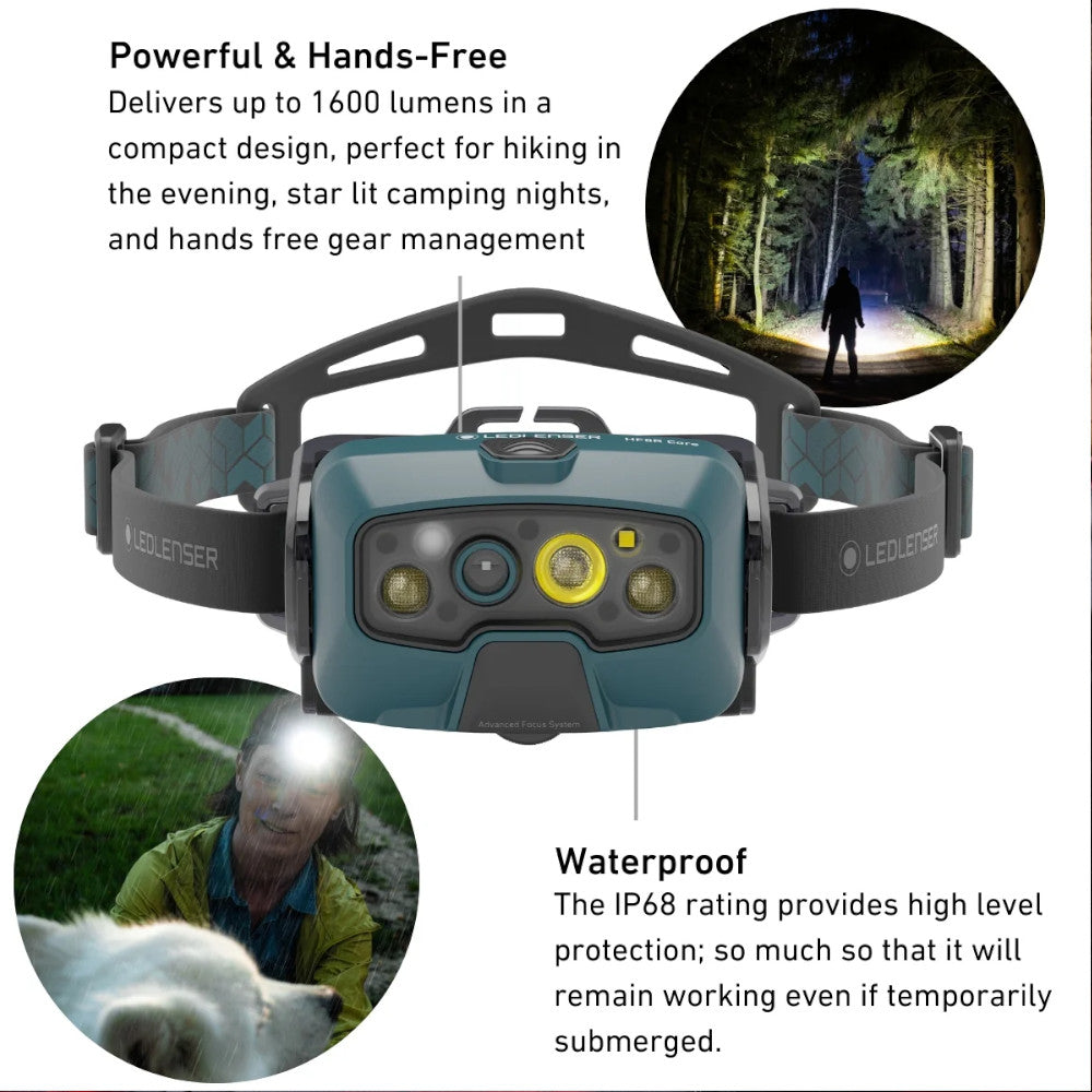Ledlenser HF8R CORE Rechargeable Head Torch Teal - 1600 Lumens
