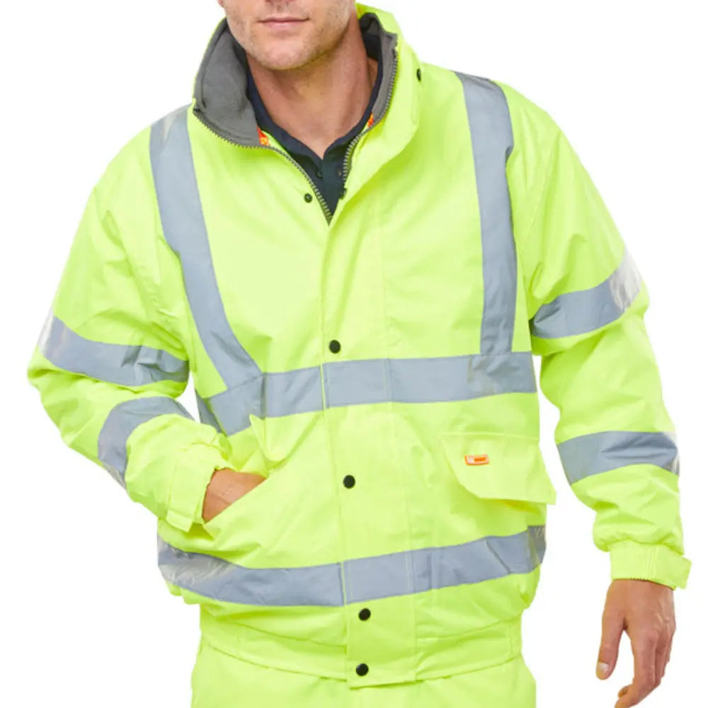 Hi Vis Fleece Lined Bomber Jacket Yellow Electro South West Ltd