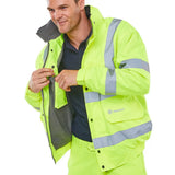 Hi Vis Fleece Lined Bomber Jacket Yellow Electro South West Ltd