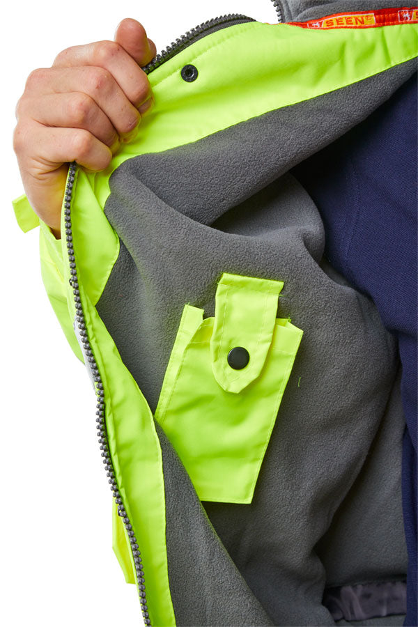 Hi Vis Fleece Lined Bomber Jacket Yellow
