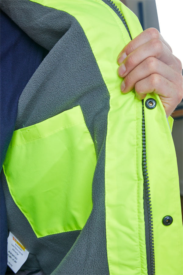 Hi Vis Fleece Lined Bomber Jacket Yellow