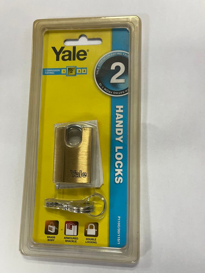 Yale P110C/30 Brass Closed Shackle Double Locking Padlock