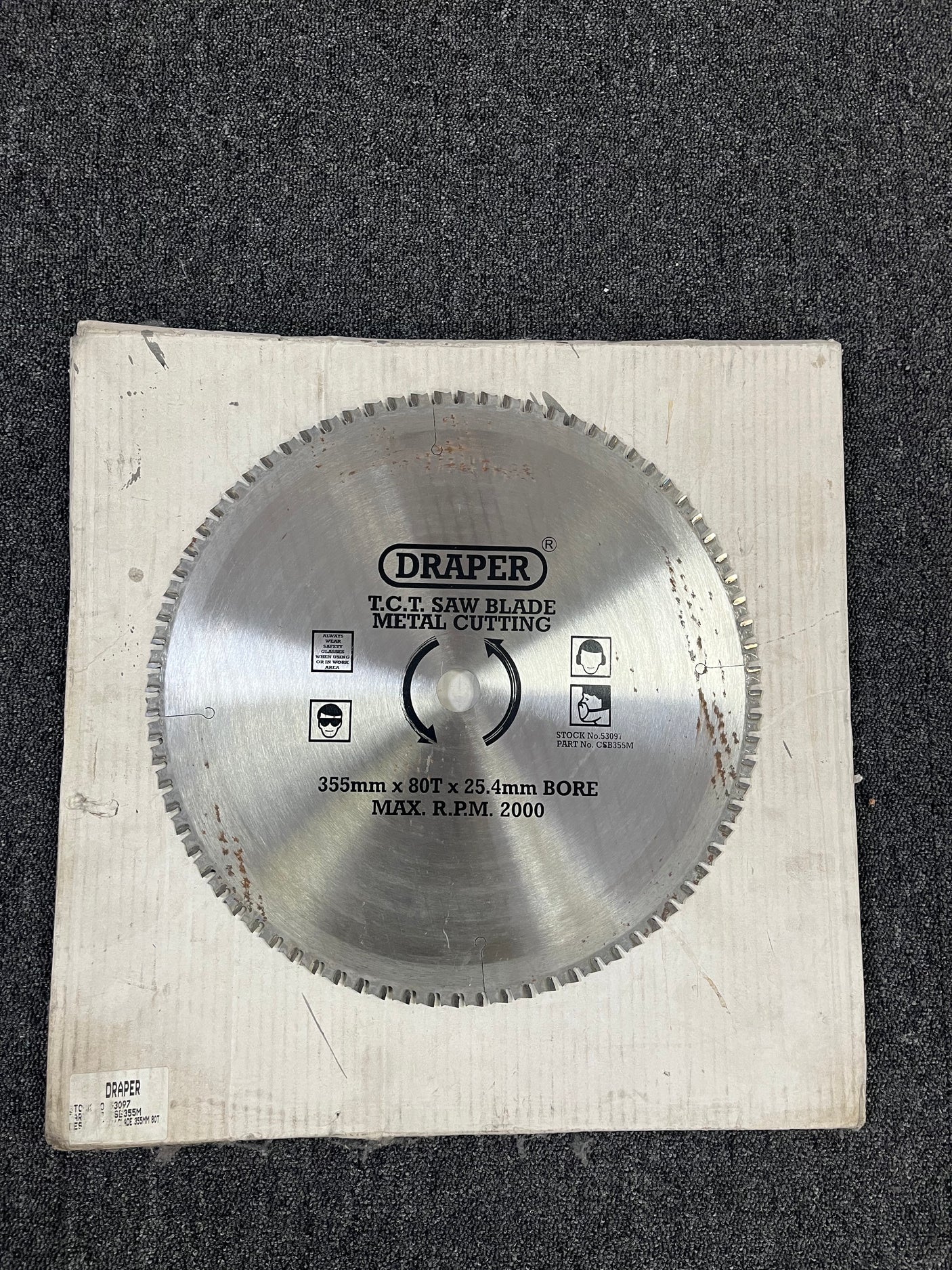 Draper 355mm TCT Metal Cutting Chop Saw Blade 80T 25.4mm