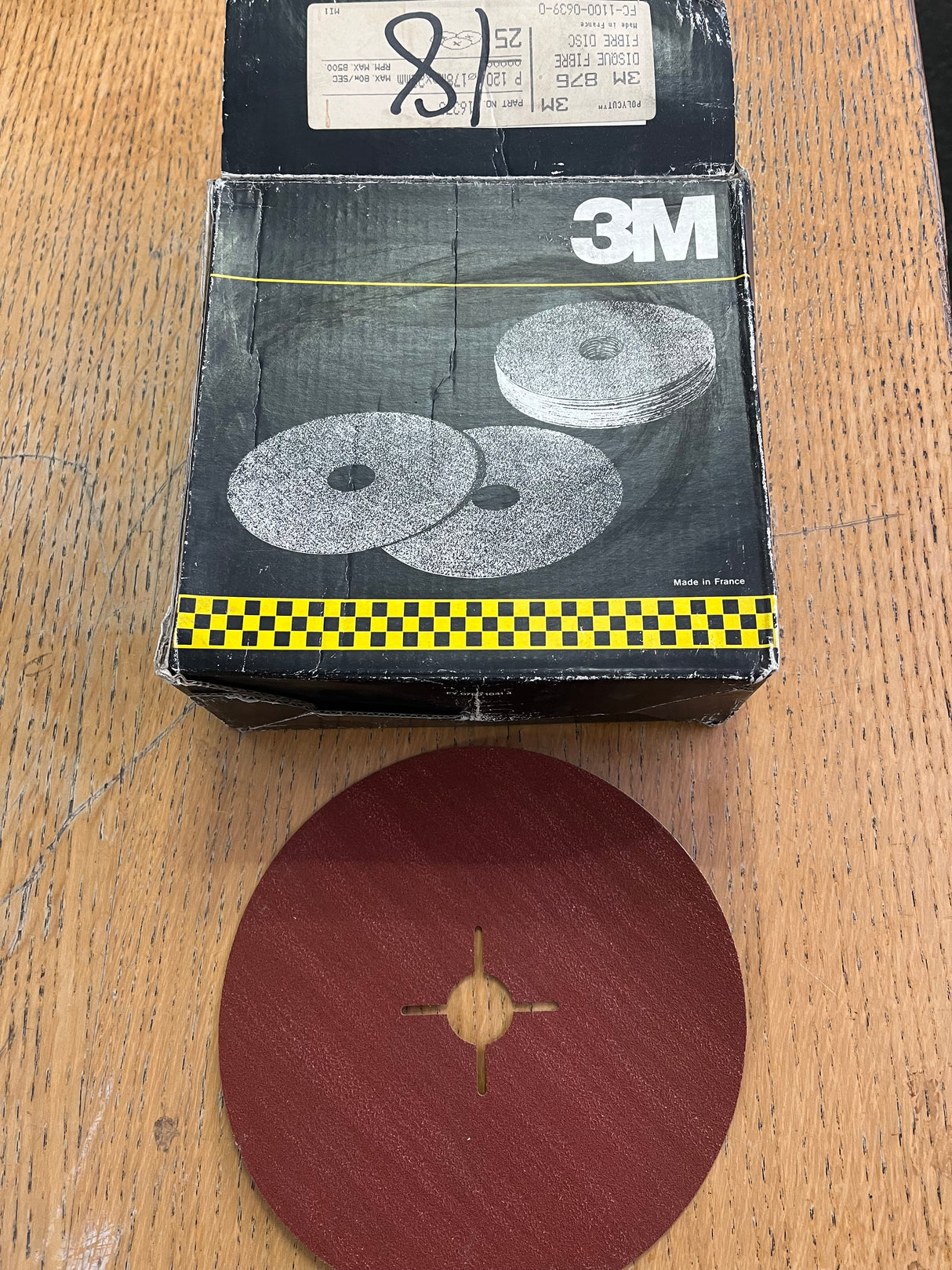 3M 876 Fibre Disc 120 Grit 178mm x 22mm PACK = 25 | 16373