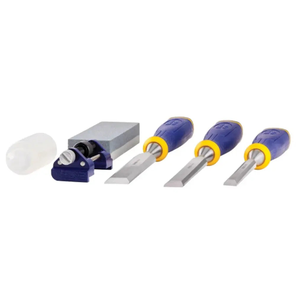 Irwin Marples MS500 ProTouch™ All-Purpose Chisel Set, 3 Piece + Sharpening Kit Electro South West Ltd