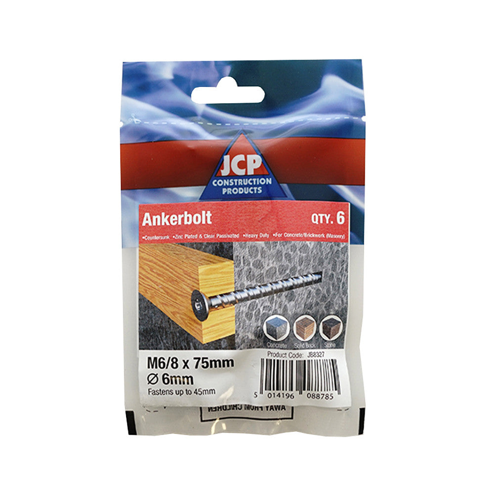 JCP Countersunk Head Ankerbolt Packs BZP