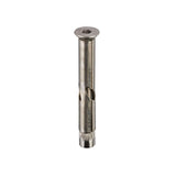 Countersunk sleeve anchor in stainless steel on a white background.
