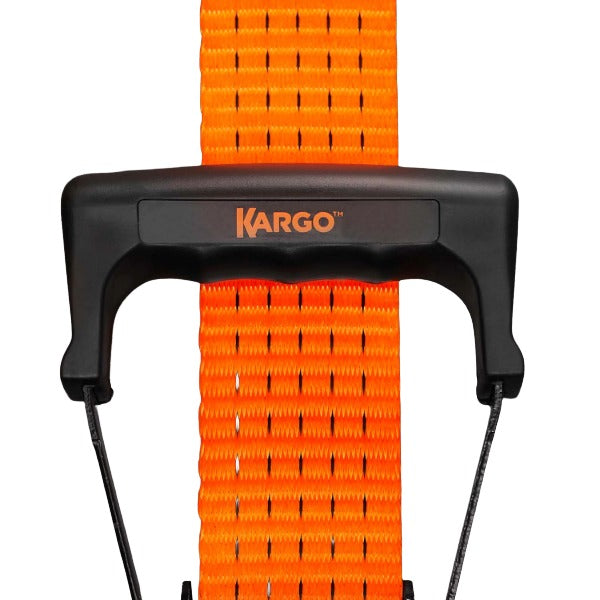 Orange strap with black buckle labeled 'Kargo' on a white background