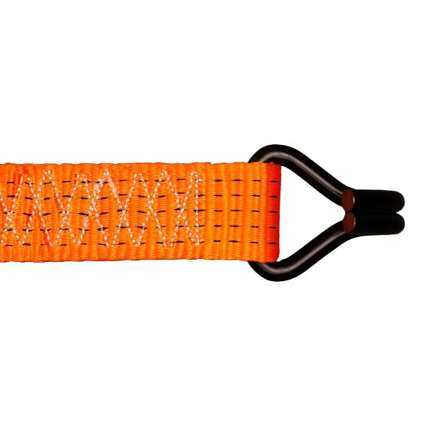 Kargo 8m ultra duty orange ratchet strap with a black hook on a white background