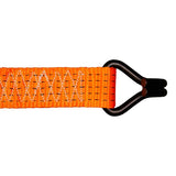 Kargo 8m ultra duty orange ratchet strap with a black hook on a white background