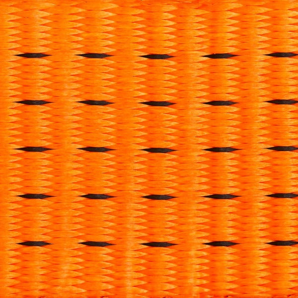 Close-up of orange fabric with black pattern