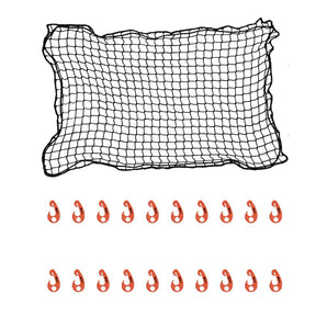 image showing Kargo cargo net and the 20 orange hooks included in the pack