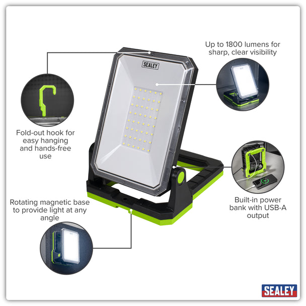 Sealey Rechargeable Portable Floodlight & Power Bank 20W SMD LED