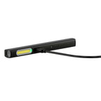 Black Ledlenser WR2 Inspection pen light with a yellow light on a white background