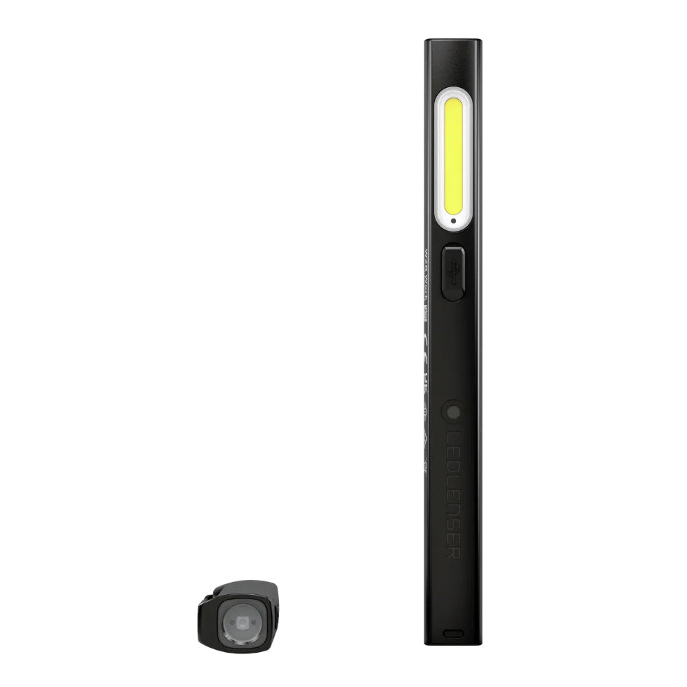Black Ledlenser WR2 Inspection pen light with a light indicator on a white background