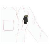 Ledlenser W1R WORK Rechargeable Clip Light shown attached to a shirt pocket on a white background