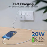 Masterplug USB A + C Fast Charger 20W, Ideal For Mobile Phones USBPLGC20W