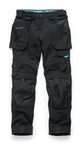 Makita Onyx stretch work trousers with multiple pockets on a white background