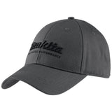 Gray Makita Origin baseball cap with black Makita logo and text on a white background