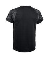 Black Makita Tech t-shirt with camouflage sleeves on a white background