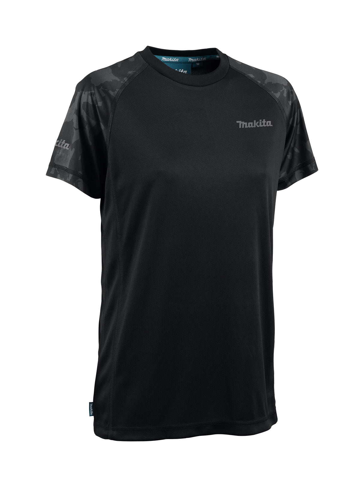 Black Makita Tech t-shirt with Makita logo on a white background