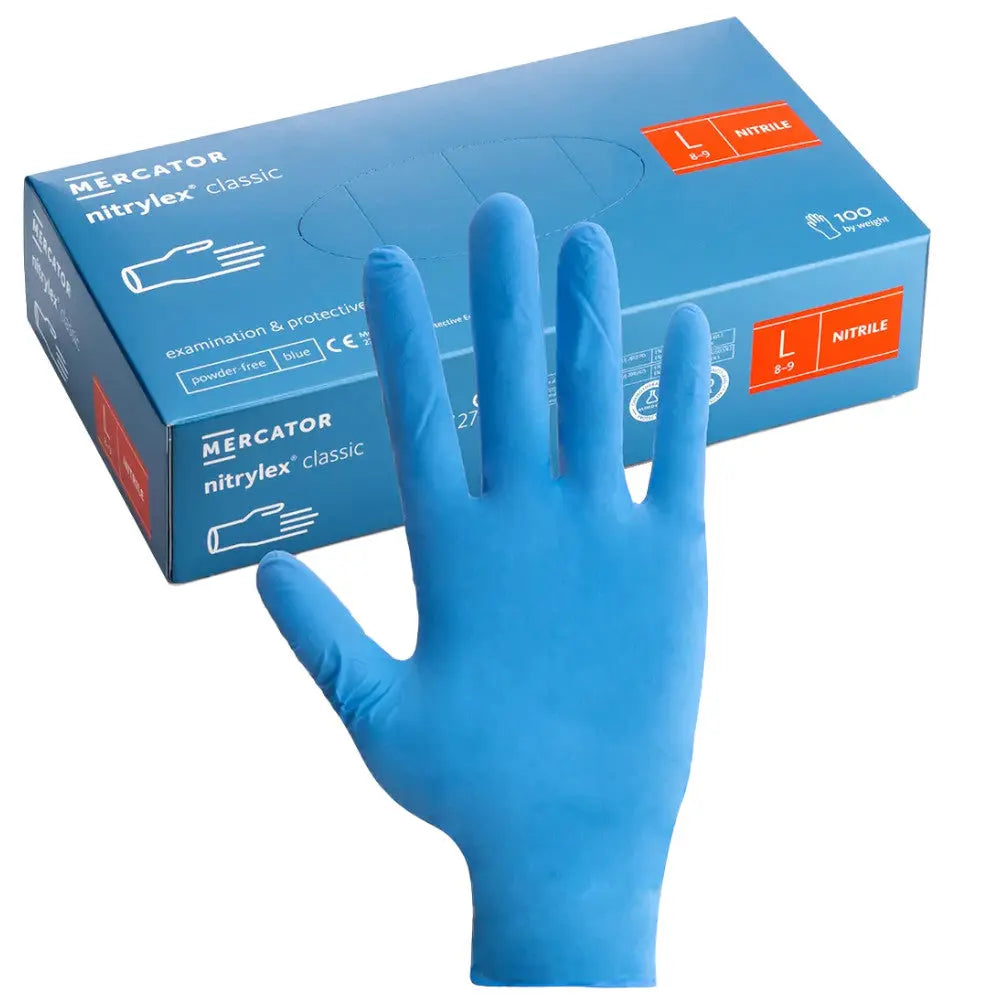Mercator Nitrylex® Classic Disposable Blue Nitrile Gloves Box of 100 Electro South West Ltd