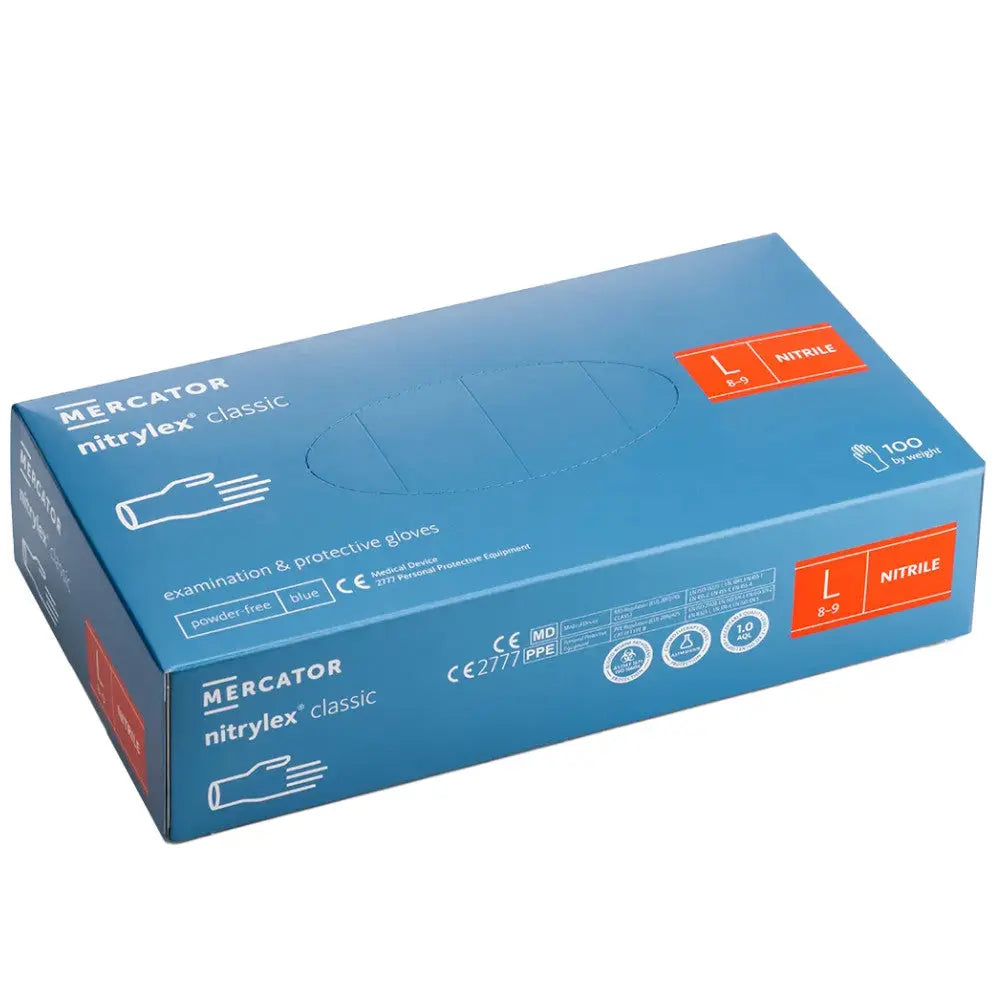 Mercator Nitrylex® Classic Disposable Blue Nitrile Gloves Box of 100 Electro South West Ltd