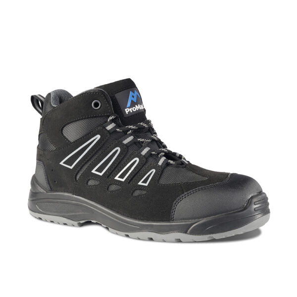 Rock Fall Hartford PM4020 safety boot showing a side on view, on a white background.