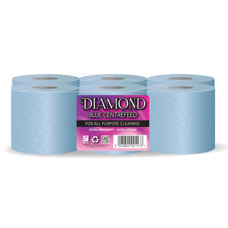 Pack of 6 Industrial Blue Centrefeed Rolls from Electro South West Ltd in Bridgwater, Somerset