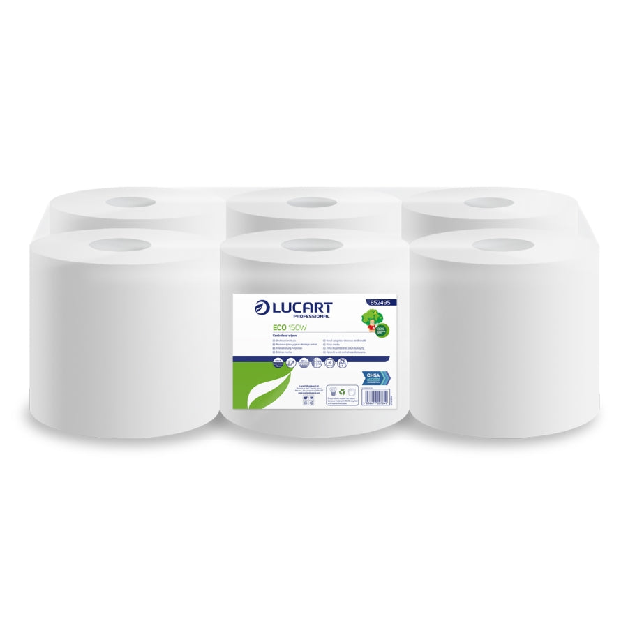 Lucart Easy 150W White Centre Feed Rolls Pack of 6