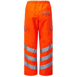 Pulsar Waterproof Over Trousers in Hi Vis Orange PR503TRS shown from the back.