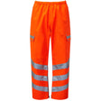 Pulsar Waterproof Over Trousers in Hi Vis Orange PR503TRS, shown from the front.