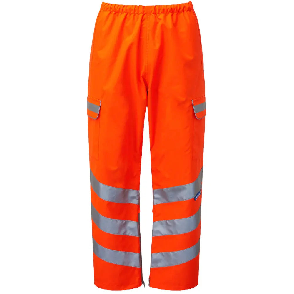Pulsar Waterproof Over Trousers in Hi Vis Orange PR503TRS, shown from the front.
