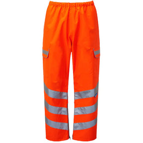 Pulsar Waterproof Over Trousers in Hi Vis Orange PR503TRS, shown from the front.