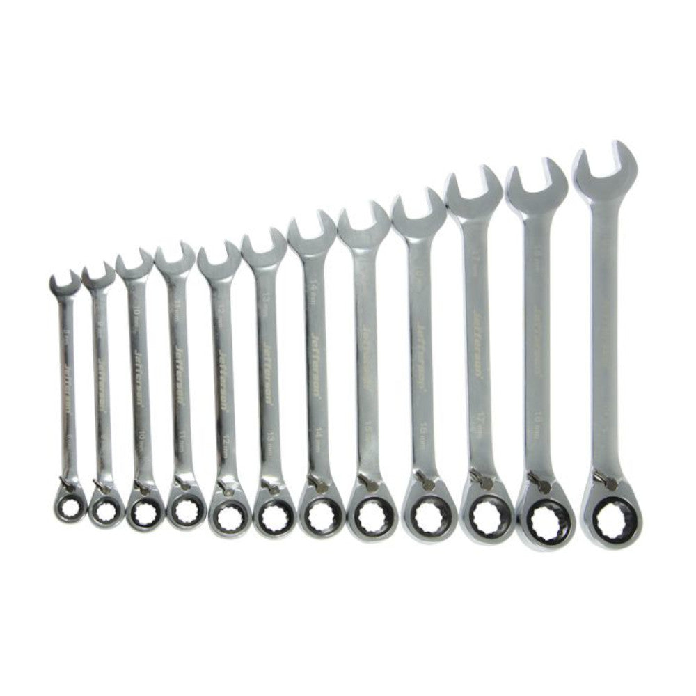 Jefferson 12 Piece Reversible Ratchet Spanner Set 8-19mm