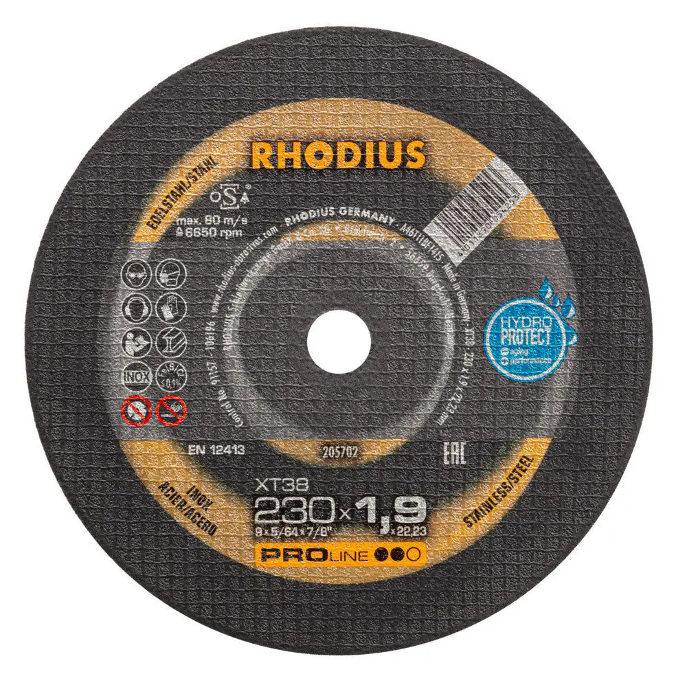 Rhodius XT38 Metal Cutting Discs for Steel & Stainless Steel (180 & 230mm) Electro South West Ltd