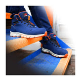 Rockfall Michigan RF112 safety boots being worn on metal stairs.