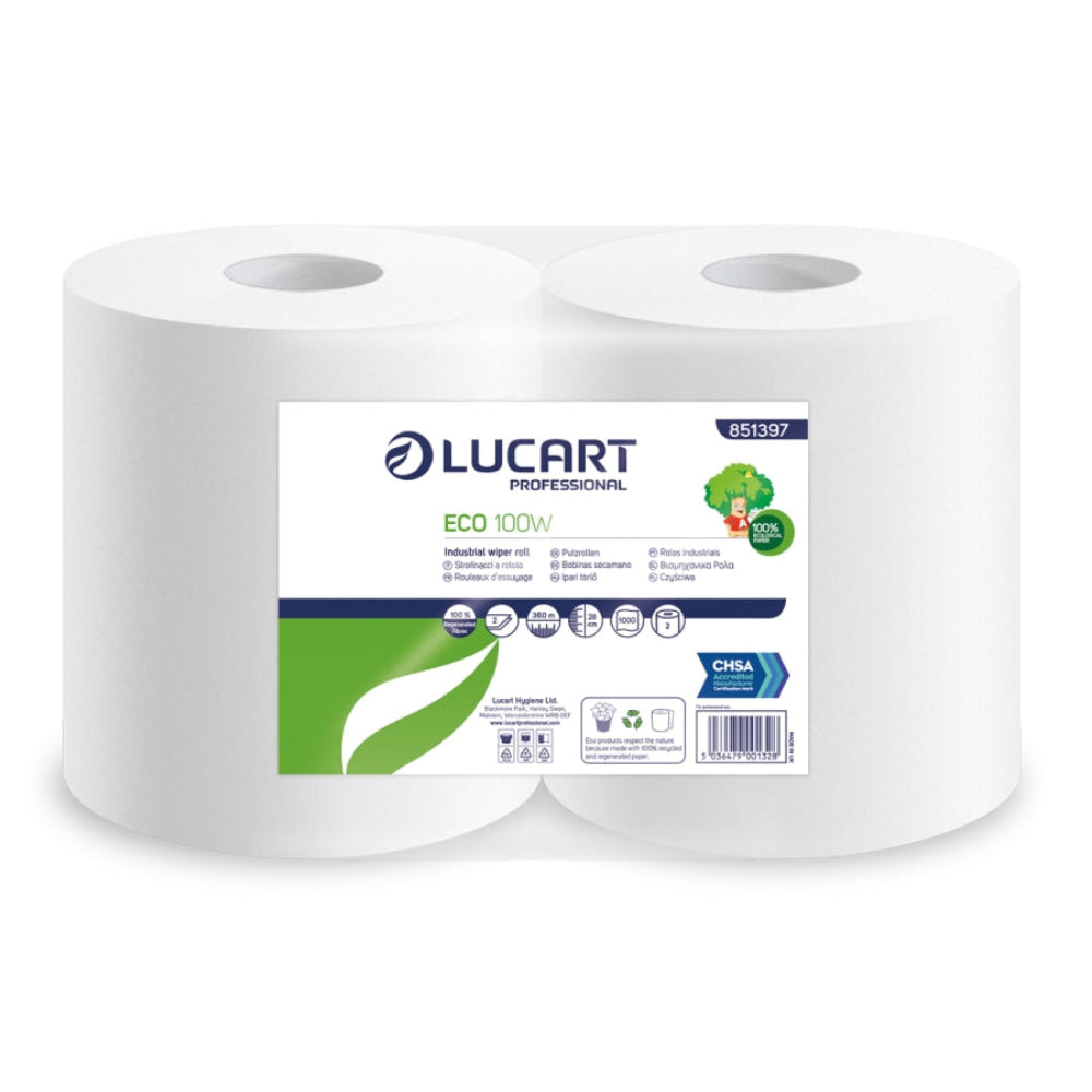 Lucart Wiper Rolls Eco 100W 2 Ply Pack of 2 | 851397